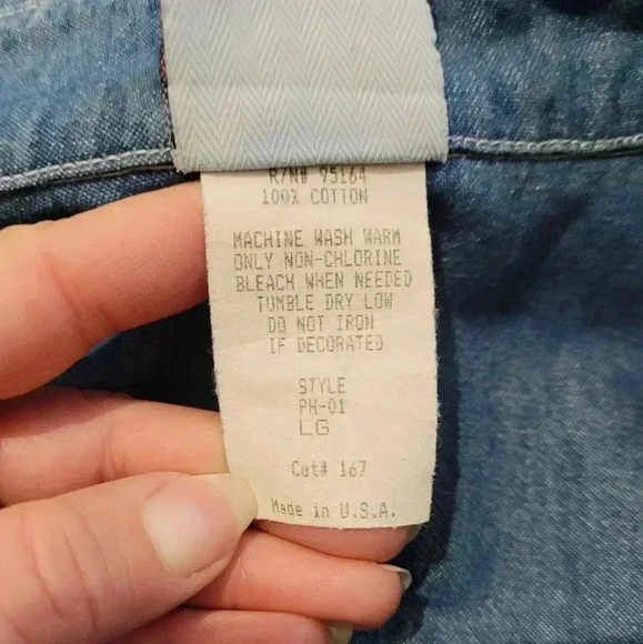 Vintage planet hollywood denim shirt size LARGE 100% cotton made in USA … - Picture 9 of 9